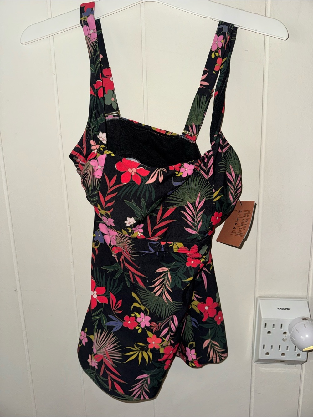 Shade & Shore Black Floral Tropical Print Women's Tankini Top